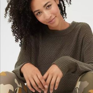 Aerie Offline open knit olive green sweater